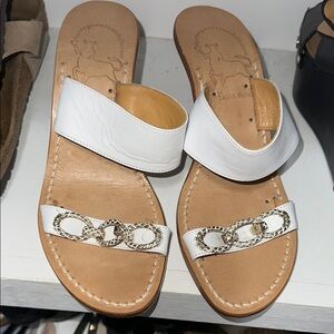 White and Gold Sandals with Elegant Design